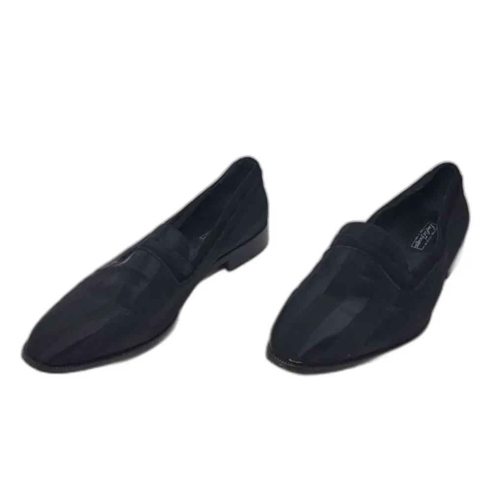 Emilio Franco Black Striped Slip On Loafers
